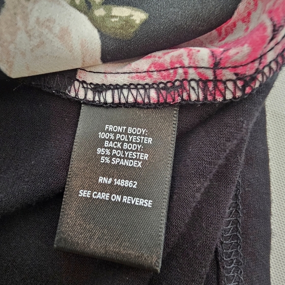 Torrid Floral Georgette Tank Top Black Pink Roses Sleeveless Plus Size 0X - Picture 11 of 11
